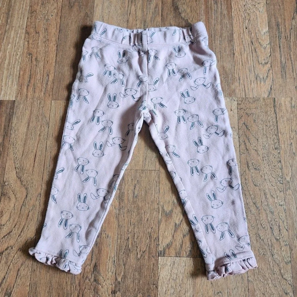 Carters Baby Girl Pink Bunny Print Ruffle Hem Leggings Pants 24 Months 24M 549